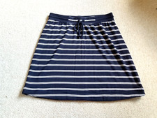 Womens Skirt-T by TALBOTS-navy blue/white striped stretch knit pull-on-M
