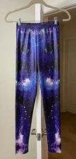 BamBam Leggings Purple Stars & Moon Galaxy Pattern Women's Small