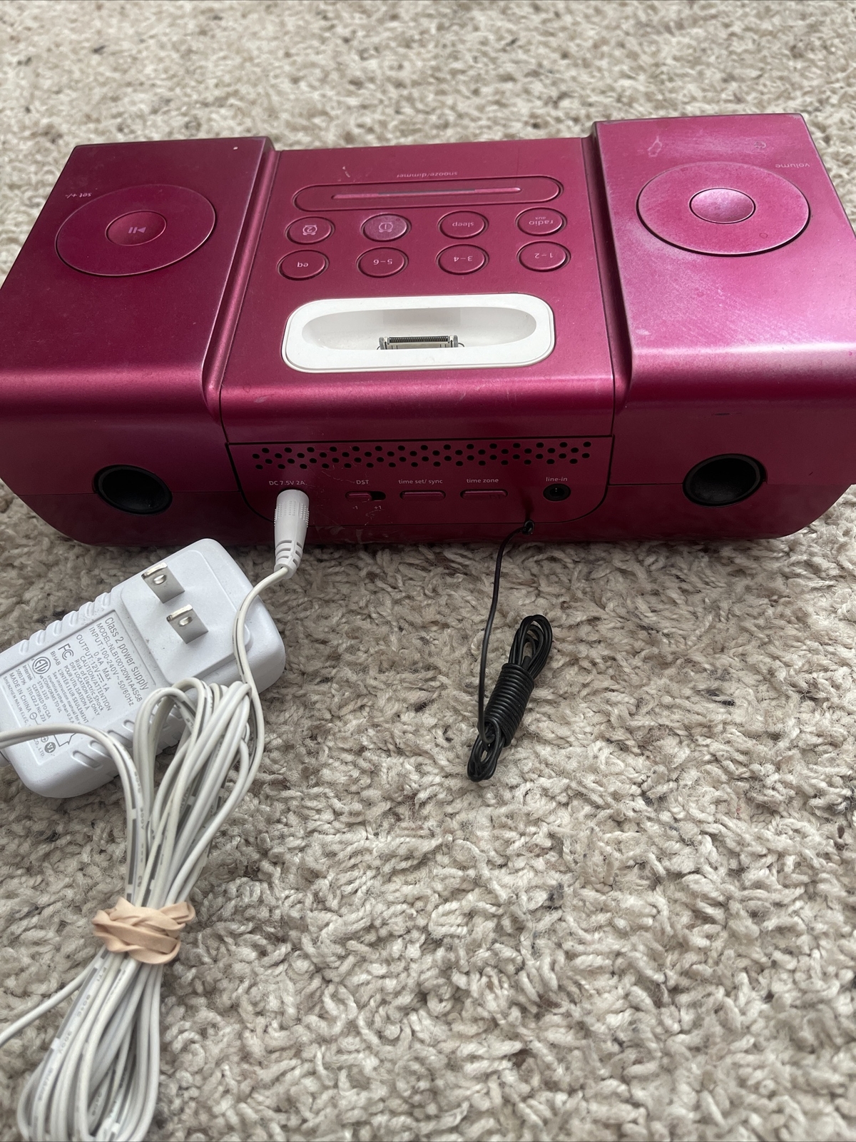 Hot Pink iHome Special Edition Alarm Clock Radio iPod Docking Station Model iH3P