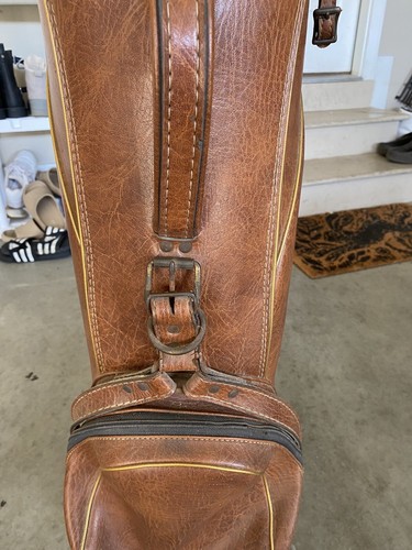 Rare Vintage Graftek Exxon Leather Golf Bag With Balls And Tees FREE SHIPPING - Picture 3 of 20