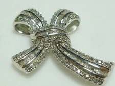 BR SUN STERLING SILVER 1.15 CT DIAMOND BAGUETTE ROUND RELIGIOUS CROSS PENDANT