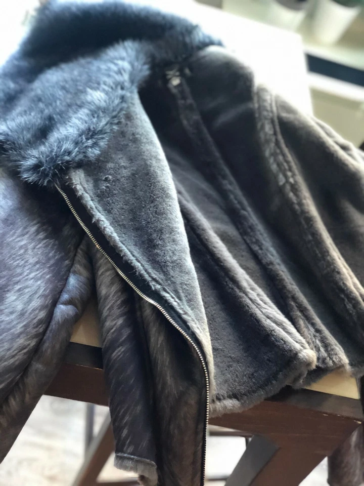 Премиум качества женщина искусственного меха серый стриженный мех модный воротник теплый Sz M продажи - Изображение 3 из 4