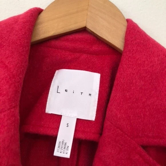NWOT LEITH One Button Long Jacket Pink WOOL Lightweight Spring Coat Small FLAWED - Image 4 of 4