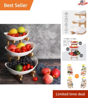 Elegant Fruit Bowl Stand - Ceramic Bowls - Large Capacity - Easy Assembly