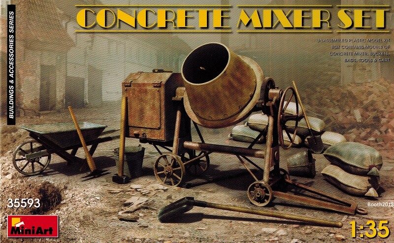 MiniArt 35593 Concrete Mixer Set - Equipment Betonmischer - 1:35
