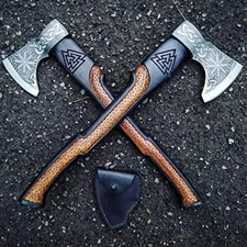 CUSTOM HAND FORGED CARBON STEEL ASHWOOD HANDLE VIKING TOMAHAWK HATCHET AXE