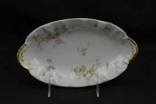 Haviland Limoges France Gold Pink Flowers Small Platter Relish Tray
