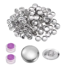 100 Sets Self Cover Button Kit 24L 0.6" 15mm with Wire Backs Aluminum Buttons