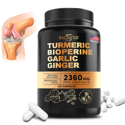 Turmeric, Biotin, Garlic, Ginger - Supports Joint and Heart Health - Non-GMO