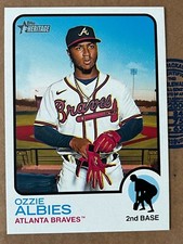 OZZIE ALBIES 2022 Topps Heritage High Number 1973 Baseball Oversized Box Topper
