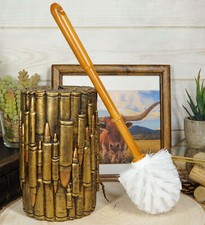 Western Military Rifle Ammo Shells Gold Tone Bullets Toilet Brush and Holder Set