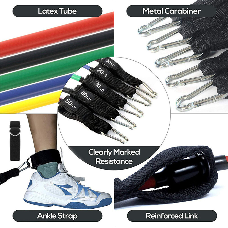 USA SELLER 11pcs 150lb  Premium Heavy Duty Resistance Bands 