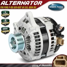 Alternator for Ford F-150 2011-2017 3.5L 3.7L 220 Amp 12 Volt CW 6-Groove Pulley