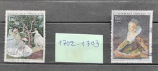 paire  timbres  france oblitérés 1972 n° 1702 1703   oeuvres d'art