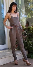 Spaghetti Strap Stretch Knit Jumpsuit | Belted  S M L by Active Basic USA P1684