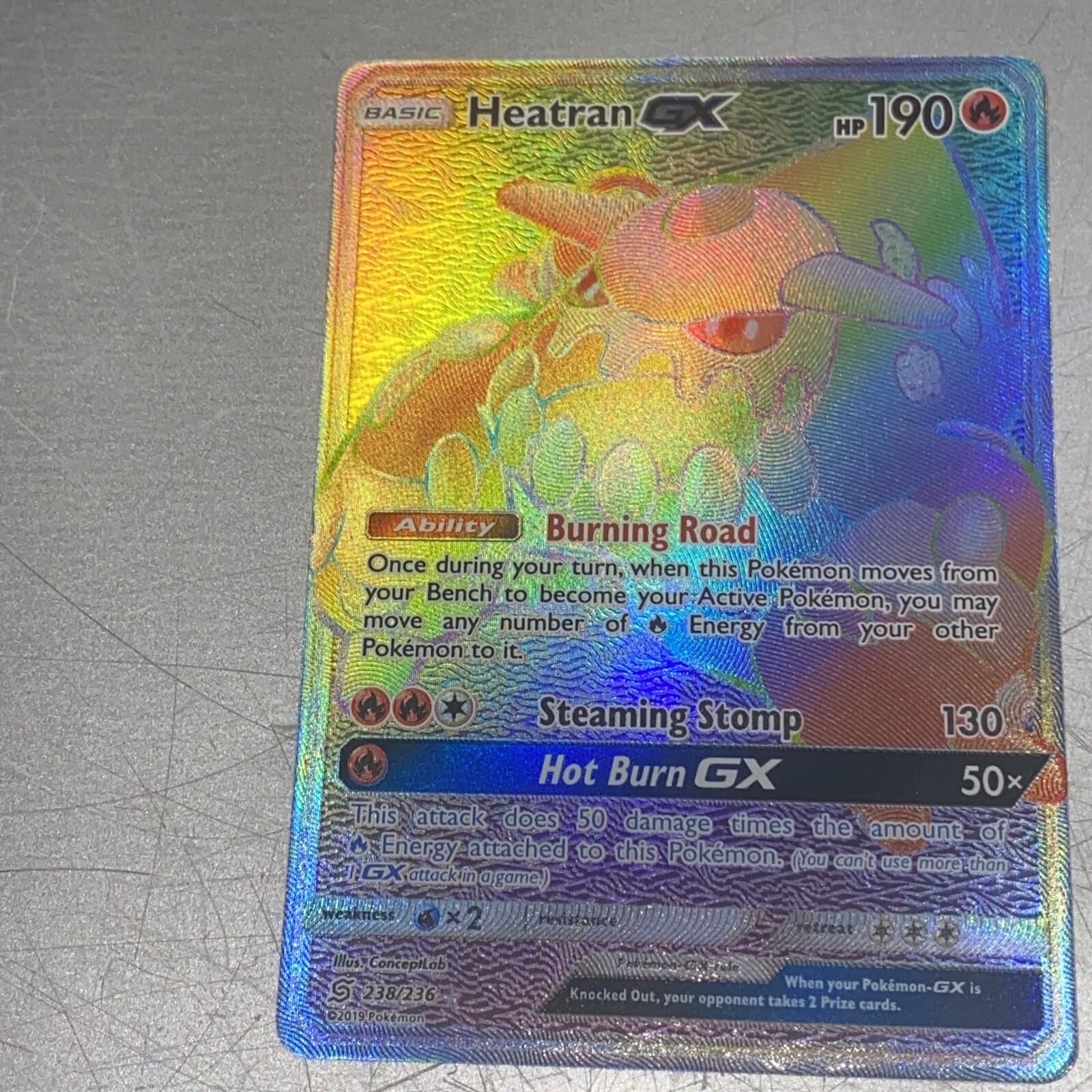 Heatran GX 238/236 - Secret Rare- Pokemon Tcg Sun & Moon Unified Minds- NM