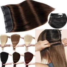 AAAAA 1pieces Clip In Human Hair Extensions One Piece Invisible 3/4 Full Head US