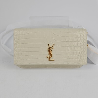 SAINT LAURENT Cassandre Crema Soft Embossed Leather Phone