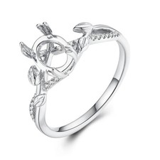 Oval Cut 8x6mm Natural Diamond Semi Mount Engagement Ring Sterling Silver 925