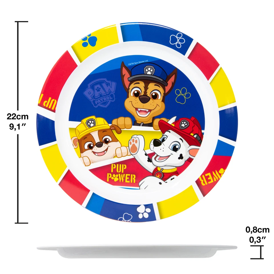 Kindergeschirr Set Paw Patrol Kinder Geschirr Jungen Geschirrset Kinderbesteck - Bild 2 von 4