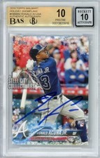 Ronald Acuna Jr 2018 Topps Holiday Autograph Rookie Card #HMW50 BGS 10 BAS 10