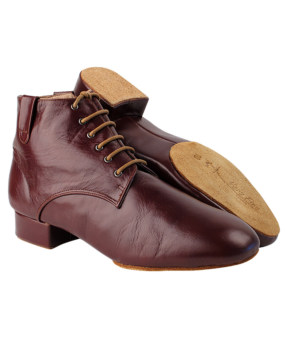 "Botas de baile muy finas para hombre RCCL9001 - cuero negro o tostado oscuro, tacón de 1"""