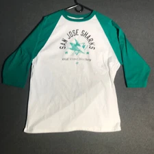 Old Time Sports San Jose Sharks 3/4 sleeve Tee Shirt Men’s Size XL White   TS1