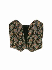 vintage 1980s french Velvet corset bustier embroidered floral gothic witch