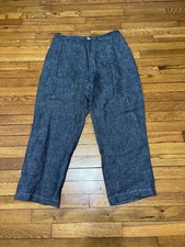 Chico's Design Womens 100 Linen Ankle Pants Size 3 US 16 Gray Lightweight