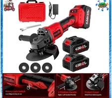 Cordless Angle Grinder Kit, 4-1/2" -5" Power Angle Grinders with 2*4.0Ah Batt...