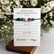 Grief And Loss Masculine Corded Friendship Bracelet With Crystals For Men