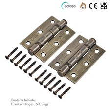 Eclipse Door Hinges Fire Rated Pair 76x52mm Ball Bearing Grade 7