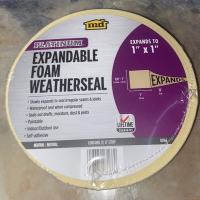 M-D Platinum Expandable Foam NEUTRAL Self-Adhesive Weatherseal 13' Strip #03166