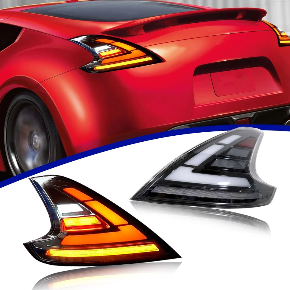 Pair Clear/Smoke Lens Tail lights For Nissan 370Z Z34 2013-2021 LED Rear Lights - Image 2 of 4