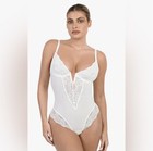 POPILUSH Bodysuit With Shapewear, New With Tag XL Lace, white, adjustable straps — photo 1