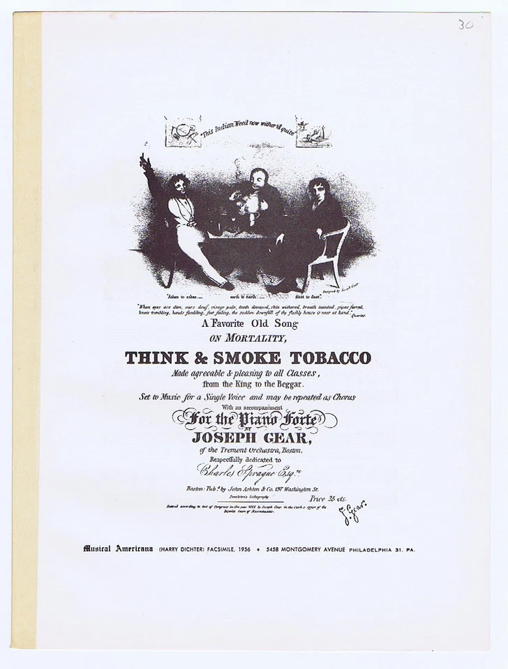 1826/27 - ¡Ilustración de tabaco muy temprana en música! - The Light Cigar - Británico Foto 3 de 3