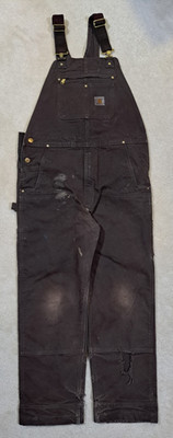 Carhartt Canvas Double Knee Bib Overalls Mens Sz 36x32 Brown Workwear 102776 DKB
