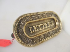 Vintage Brass Letterbox Letter Box Post Slot Letters Antique Rococo "LETTERS"