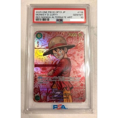 PSA 10 Luffy Red OP13-118 Manga Alt Art Carrying on His Will One