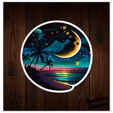 Moon Stars Island - Vinyl Decal Sticker - Car Window Laptop - ebn9805