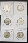 Lot Of 6, 90% Silver Quarters,  Various Dates And Conditions