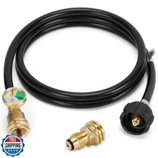 WADEO 6 Feet Propane Tank Extension Hose with Gauge, Include Tank