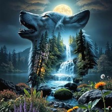 Wolf Diamond Art Kits for Adults,Landscape 5D Diamond Painting Kits for Begin...