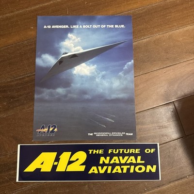 1990 s A-12 AVENGER MCDONNELL DOUGLAS GENERAL DYNAMICS FLYER & BUMPER STICKER