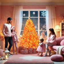 Christmas Tree, 6FT Pre-lit Artificial Tree with Multi-Color Lights Metal Stand