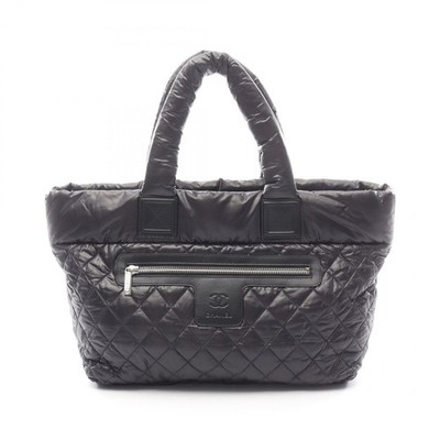 CHANEL Coco Cocoon MM Tote Handtasche A48611 Nylon Leder Schwarz SHW Gebrauch...