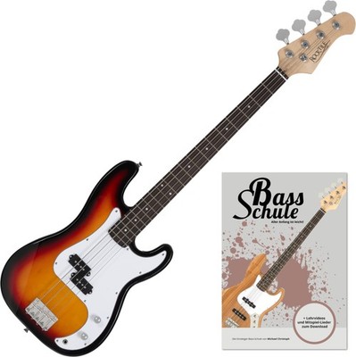 Rocktile Puncher E-Bass Sunburst Set Bass Schule Noten Anfänger Einsteiger Pack