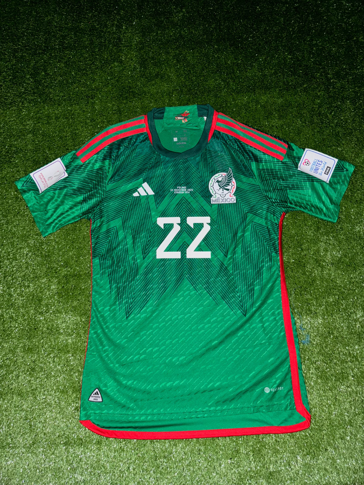 2022 Authentic Mexico Home Jersey Hirving Lozano World Cup Vs Poland Size Medium