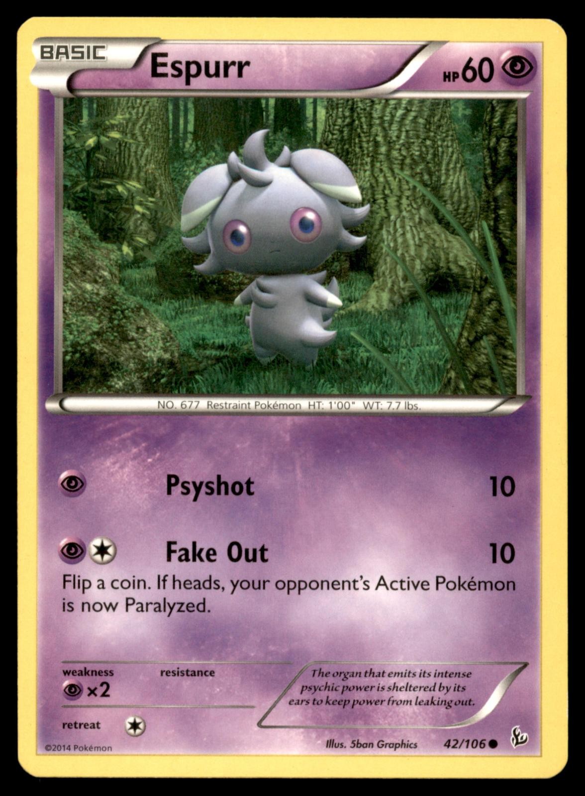 Espurr 42/106 Common Flashfire Pokemon Near Mint