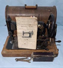 Antike 1893 Singer Vibrierende Shuttle N&auml;hmaschine + Koffer & Anleitung - FUNKTIONIERT